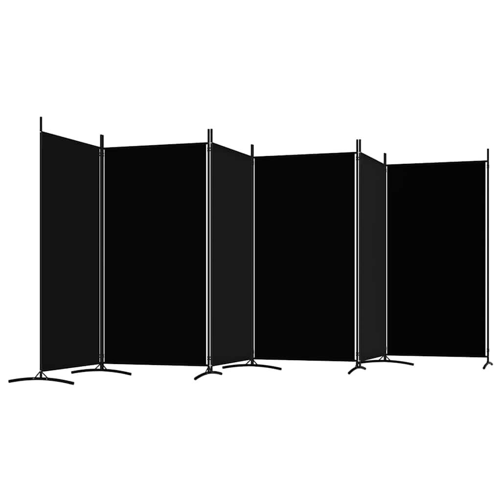 Biombo divisor de 6 paneles de tela gris antracita 240x200 cm