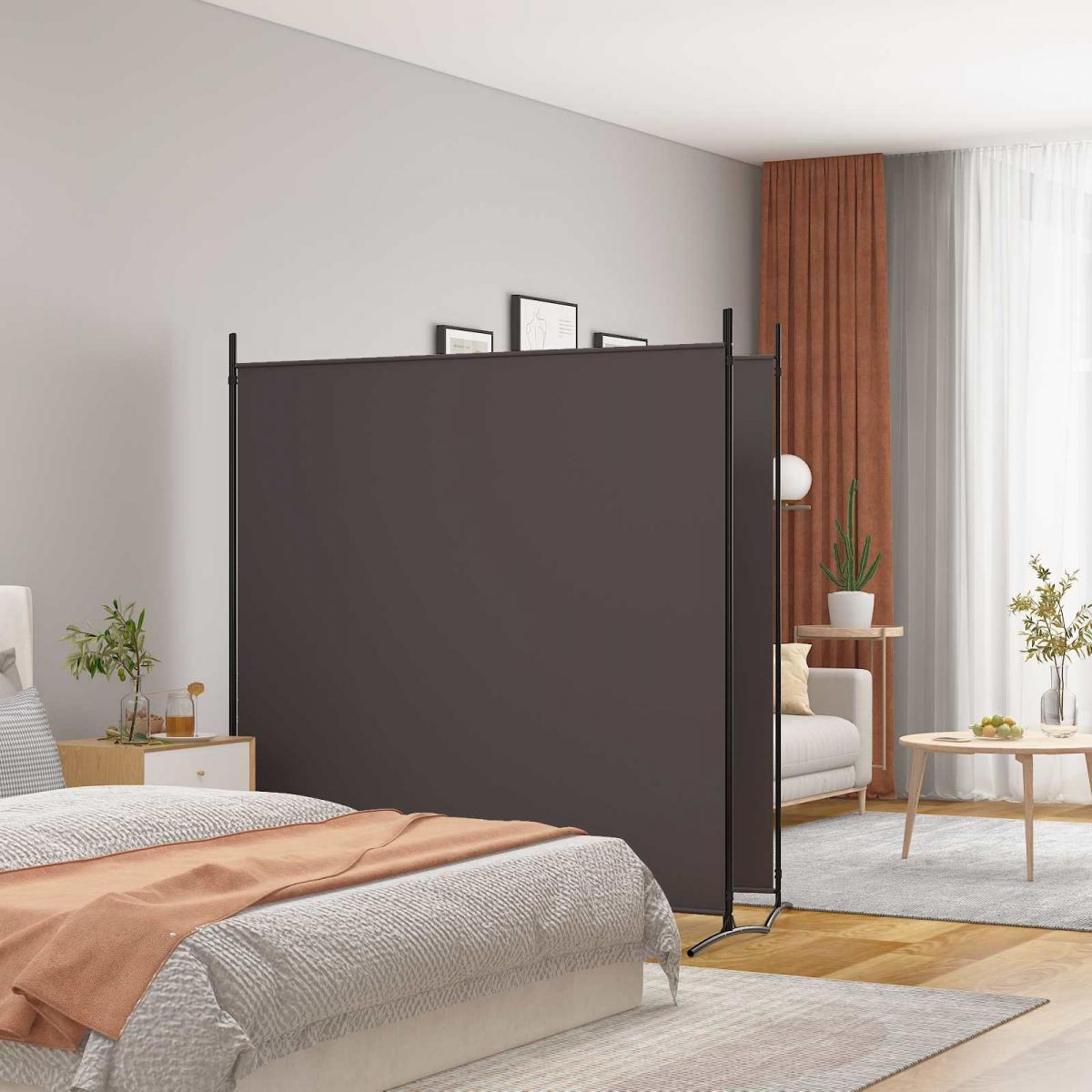 Biombo divisor de 2 paneles de tela gris antracita 175x180 cm