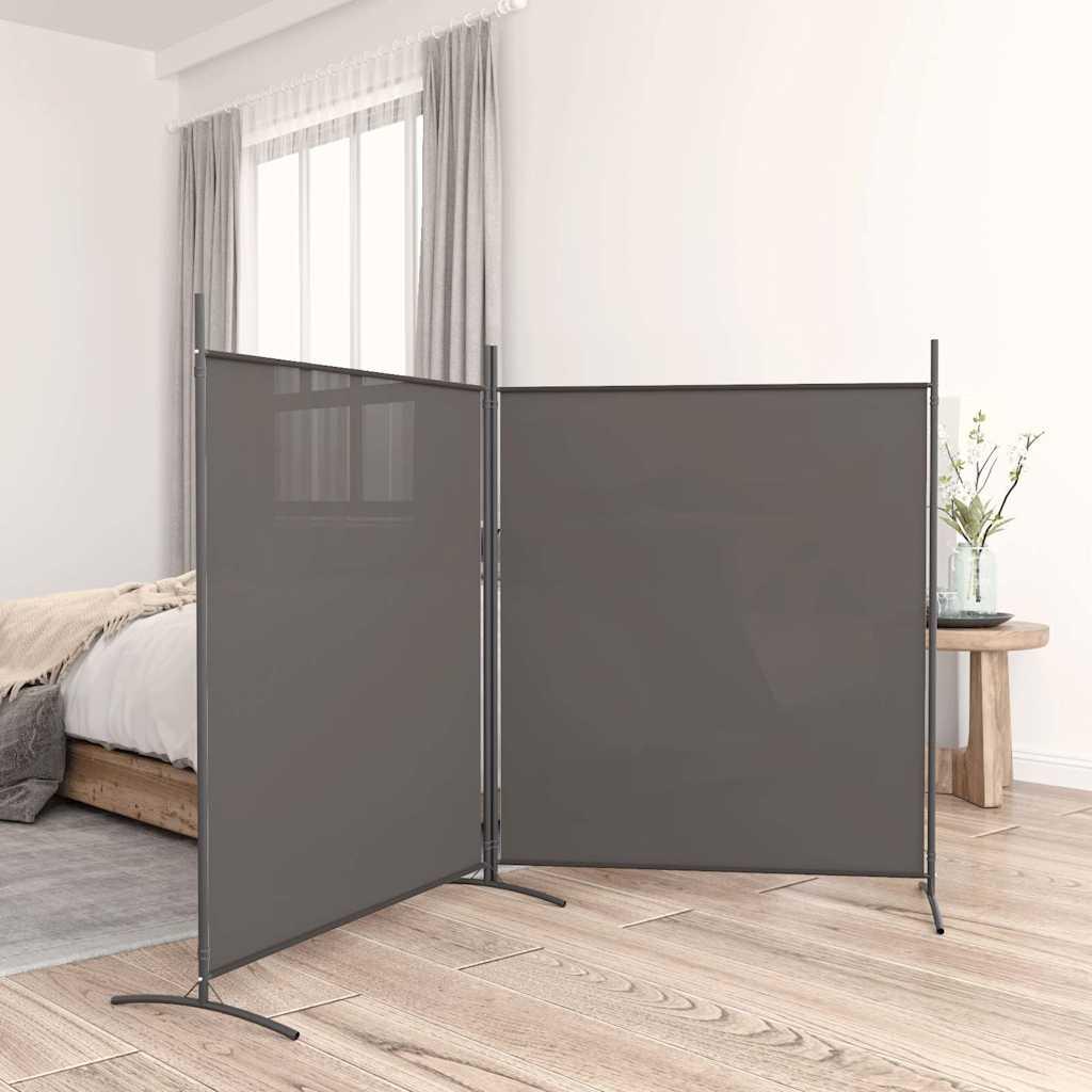 Biombo divisor de 2 paneles de tela gris antracita 175x180 cm