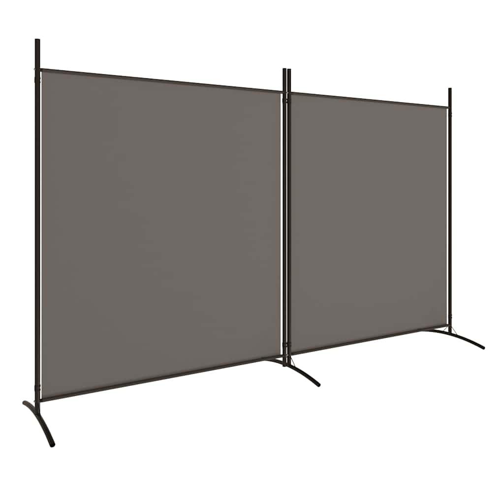 Biombo divisor de 2 paneles de tela gris antracita 175x180 cm