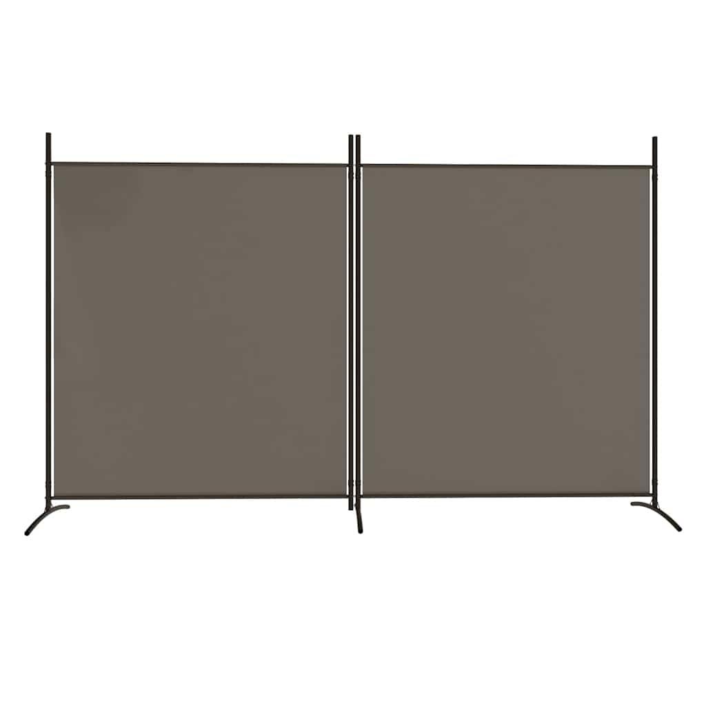 Biombo divisor de 2 paneles de tela gris antracita 175x180 cm
