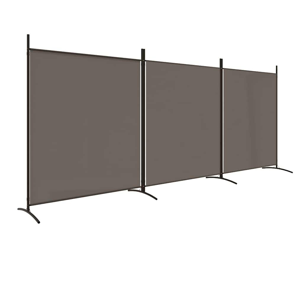 Biombo divisor de 3 paneles de tela gris antracita 120x220 cm