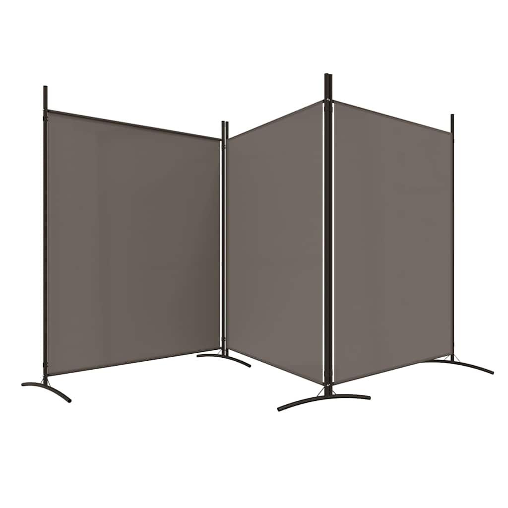 Biombo divisor de 3 paneles de tela gris antracita 120x220 cm