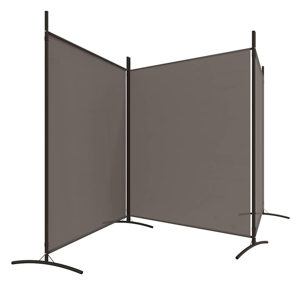 Biombo divisor de 3 paneles de tela gris antracita 120x220 cm
