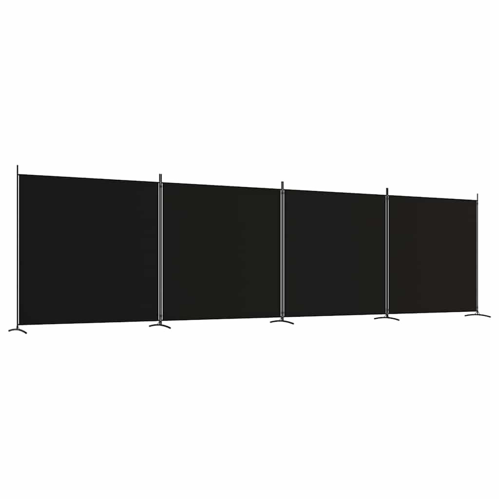 Biombo divisor de 4 paneles de tela gris antracita 200x220 cm