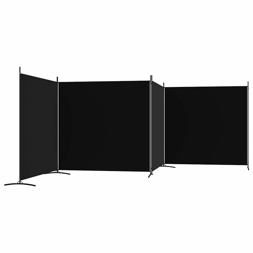 Biombo divisor de 4 paneles de tela gris antracita 200x220 cm