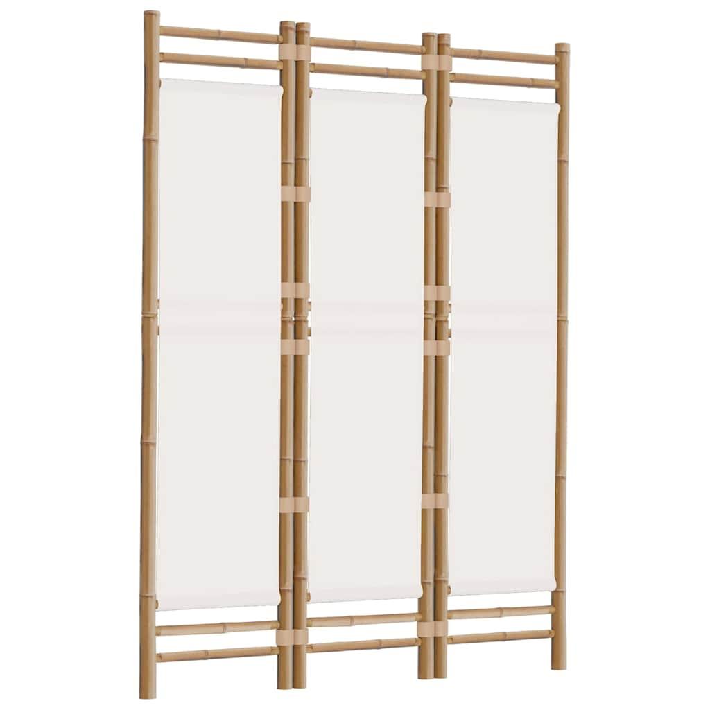 Biombo plegable de 3 paneles bambú y lona 120 cm