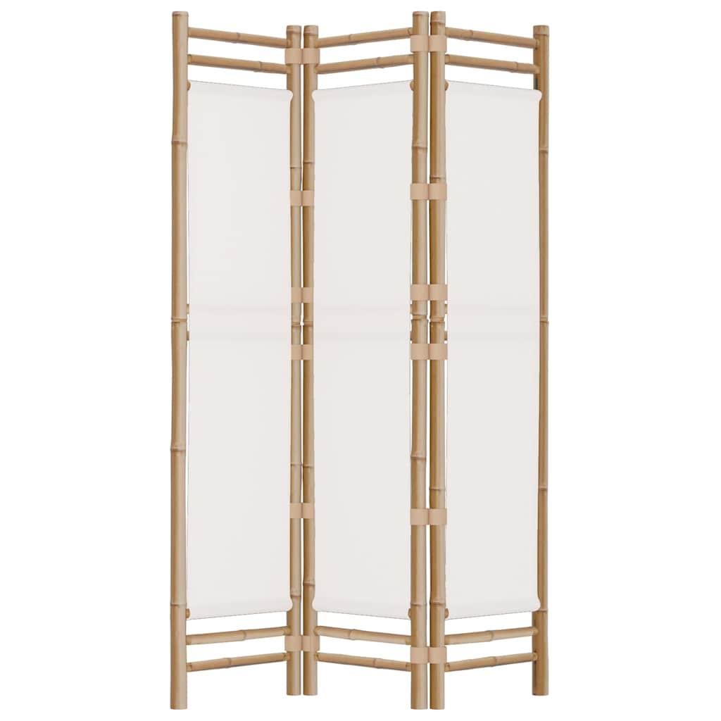 Biombo plegable de 3 paneles bambú y lona 120 cm