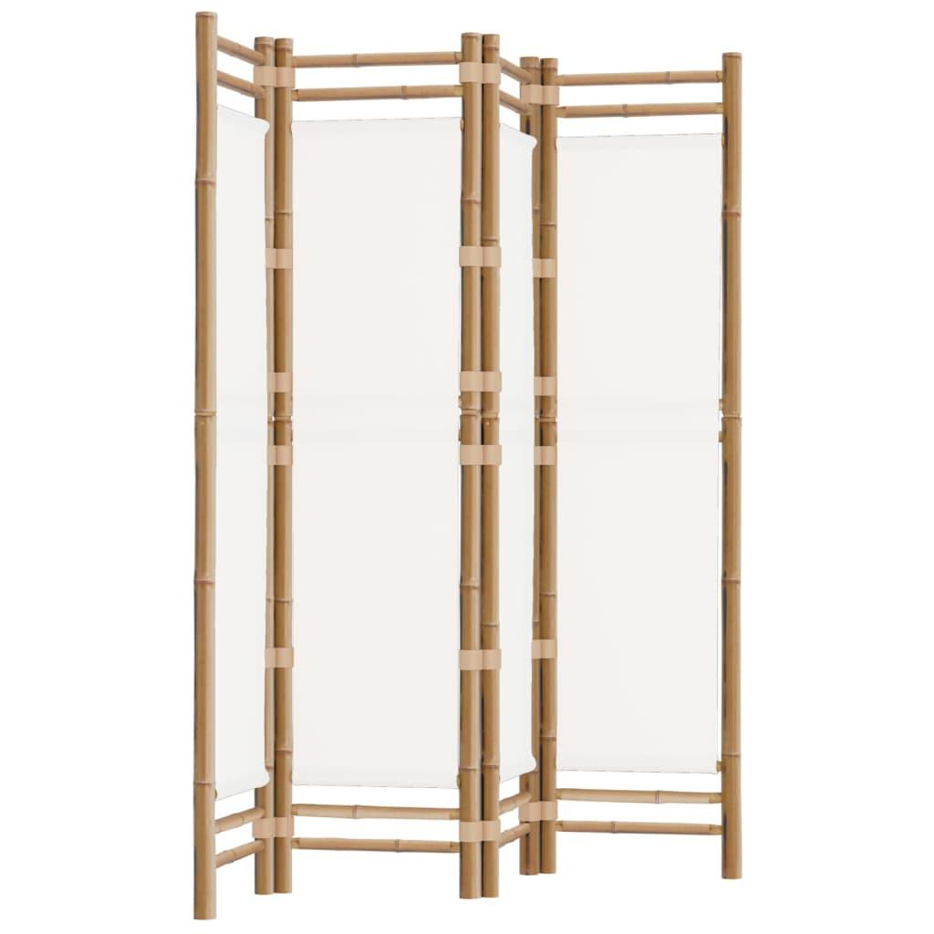Biombo plegable de 4 paneles bambú y lona 160 cm