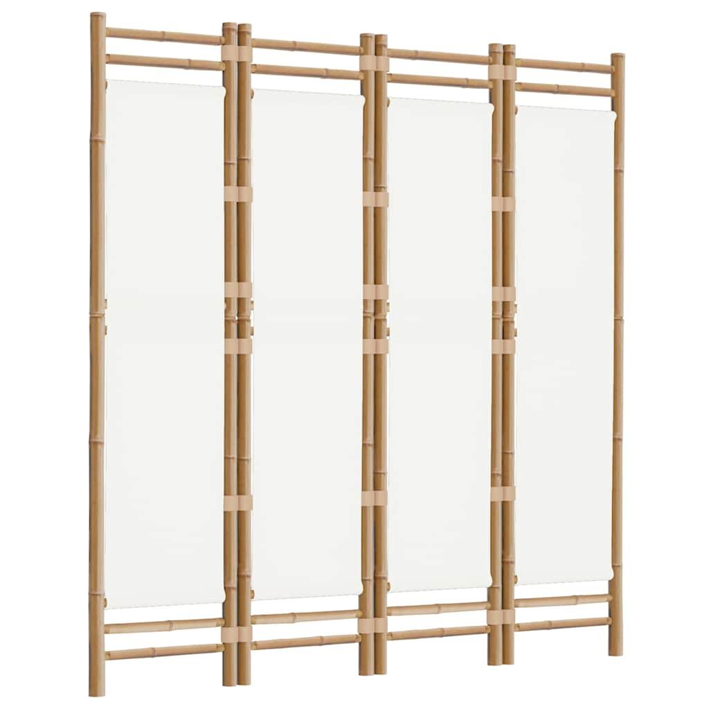 Biombo plegable de 4 paneles bambú y lona 160 cm