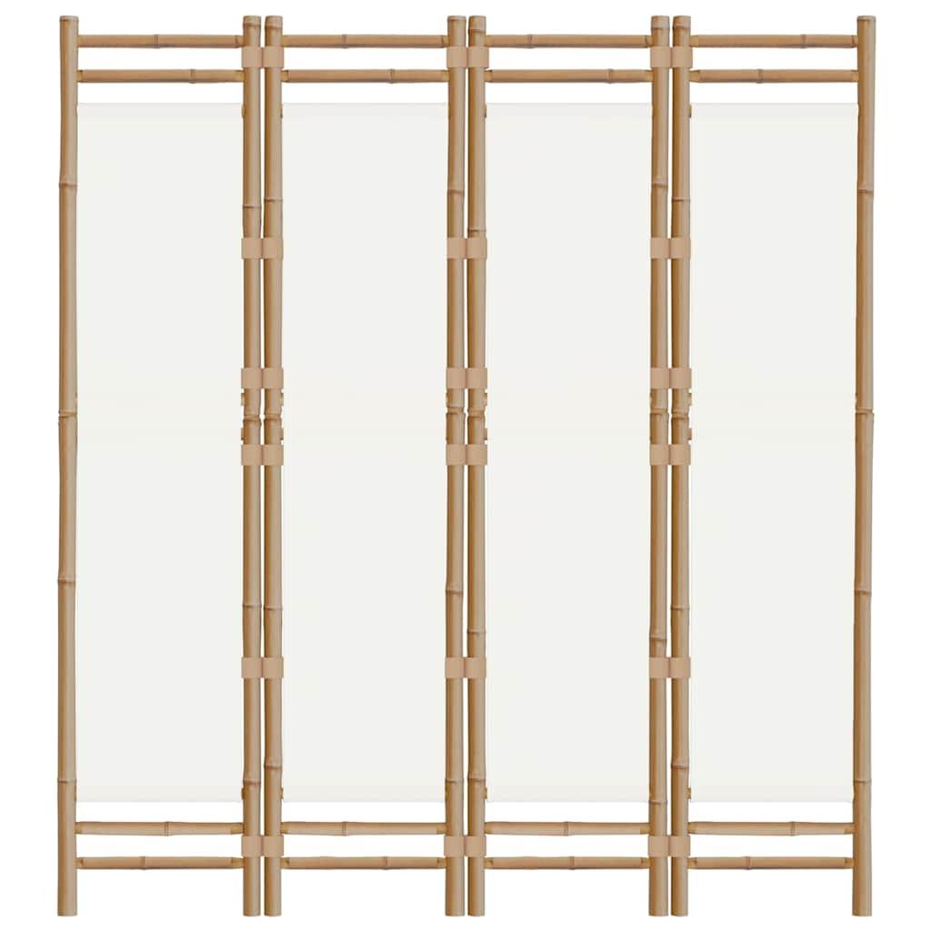 Biombo plegable de 4 paneles bambú y lona 160 cm