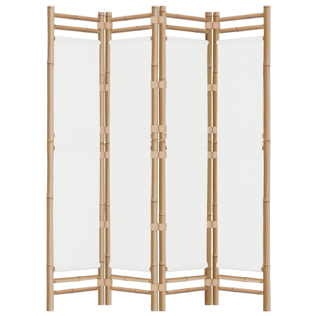 Biombo plegable de 4 paneles bambú y lona 160 cm