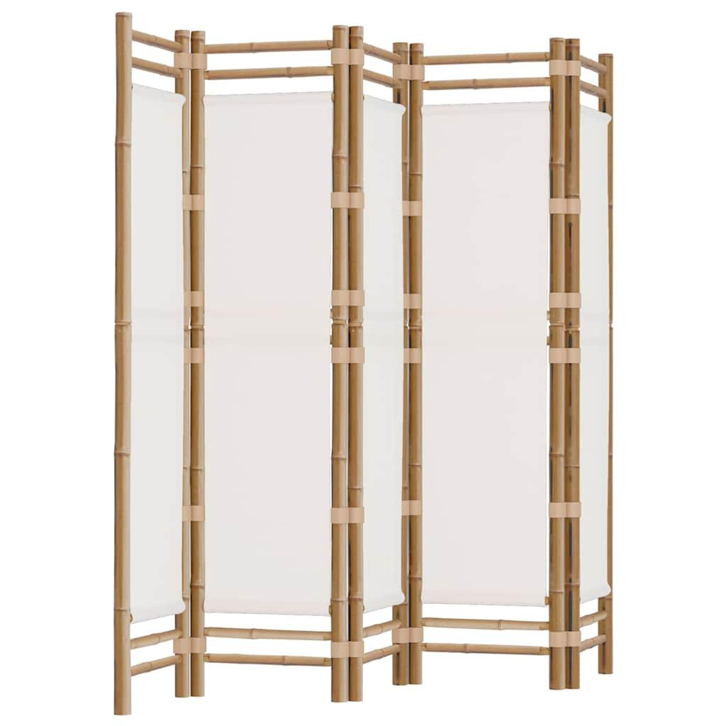 Biombo plegable de 5 paneles bambú y lona 200 cm