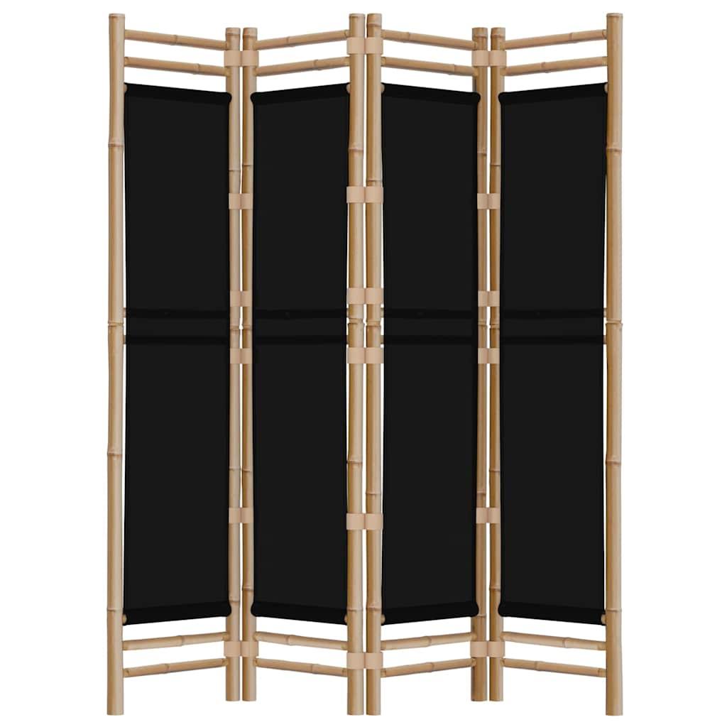 Biombo plegable de 4 paneles bambú y lona 160 cm