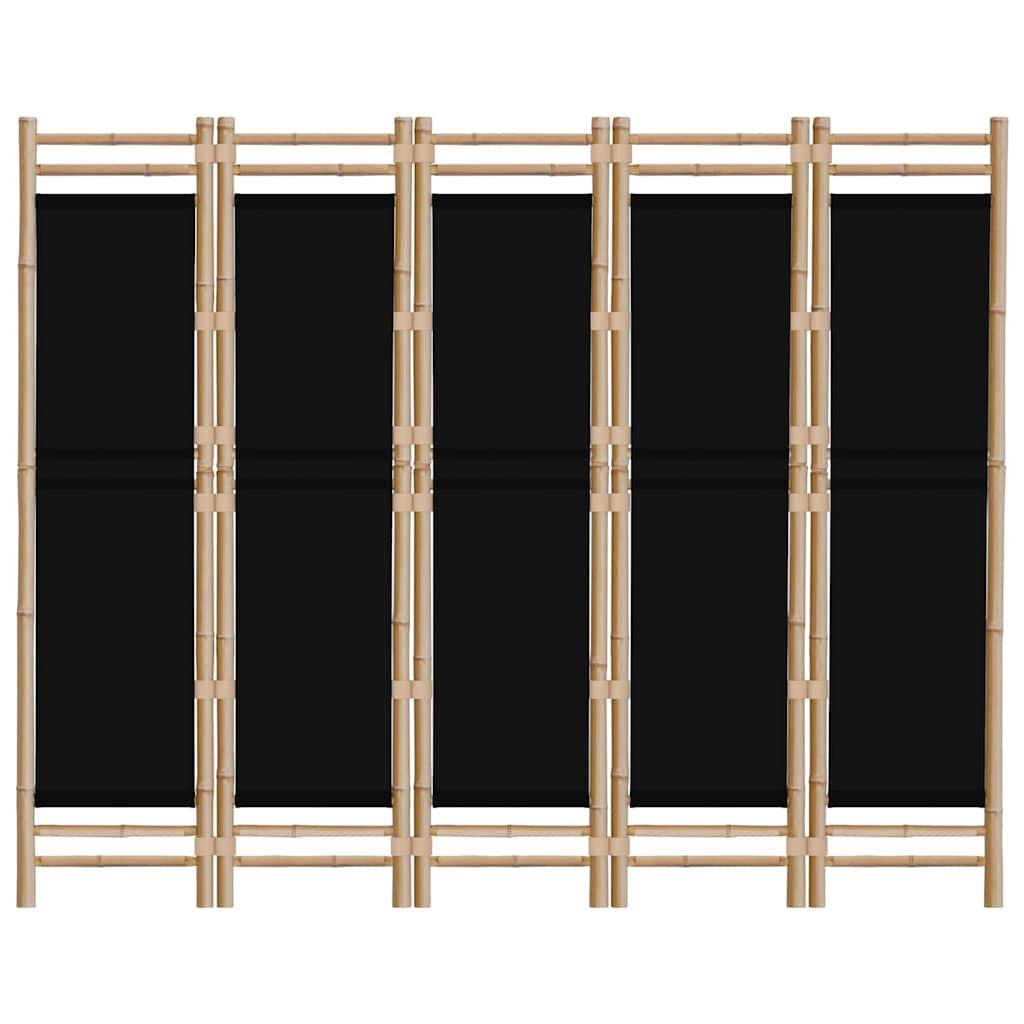 Biombo plegable de 5 paneles bambú y lona 200 cm