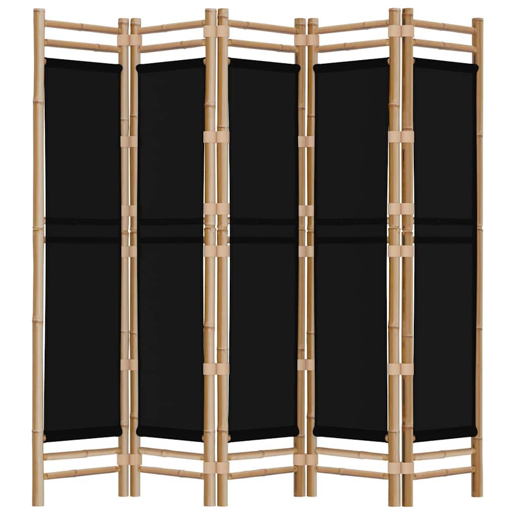 Biombo plegable de 5 paneles bambú y lona 200 cm