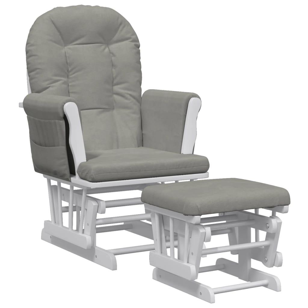 Sillón de lactancia con taburete tela blanco crema