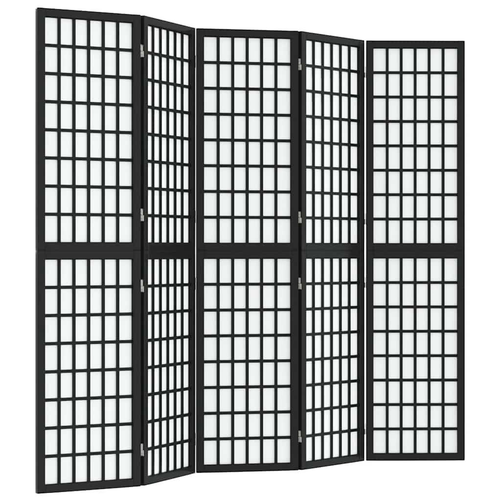 Biombo plegable con 5 paneles estilo japonés blanco 200x170 cm