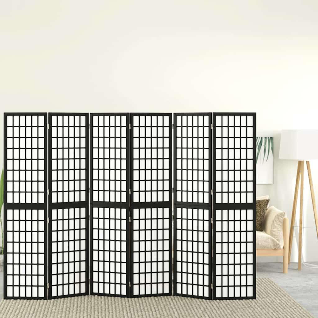 Biombo plegable con 6 paneles estilo japonés blanco 240x170 cm