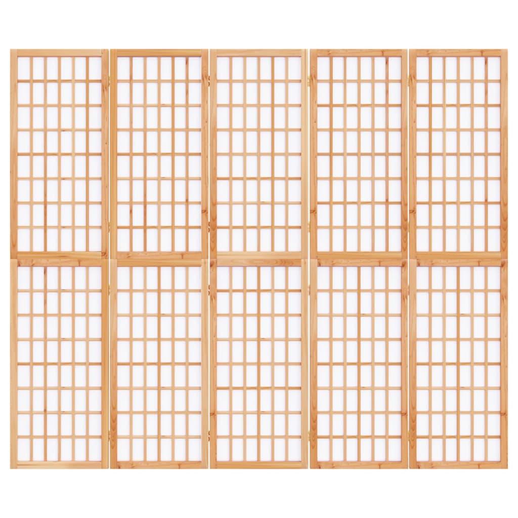 Biombo plegable con 5 paneles estilo japonés blanco 200x170 cm