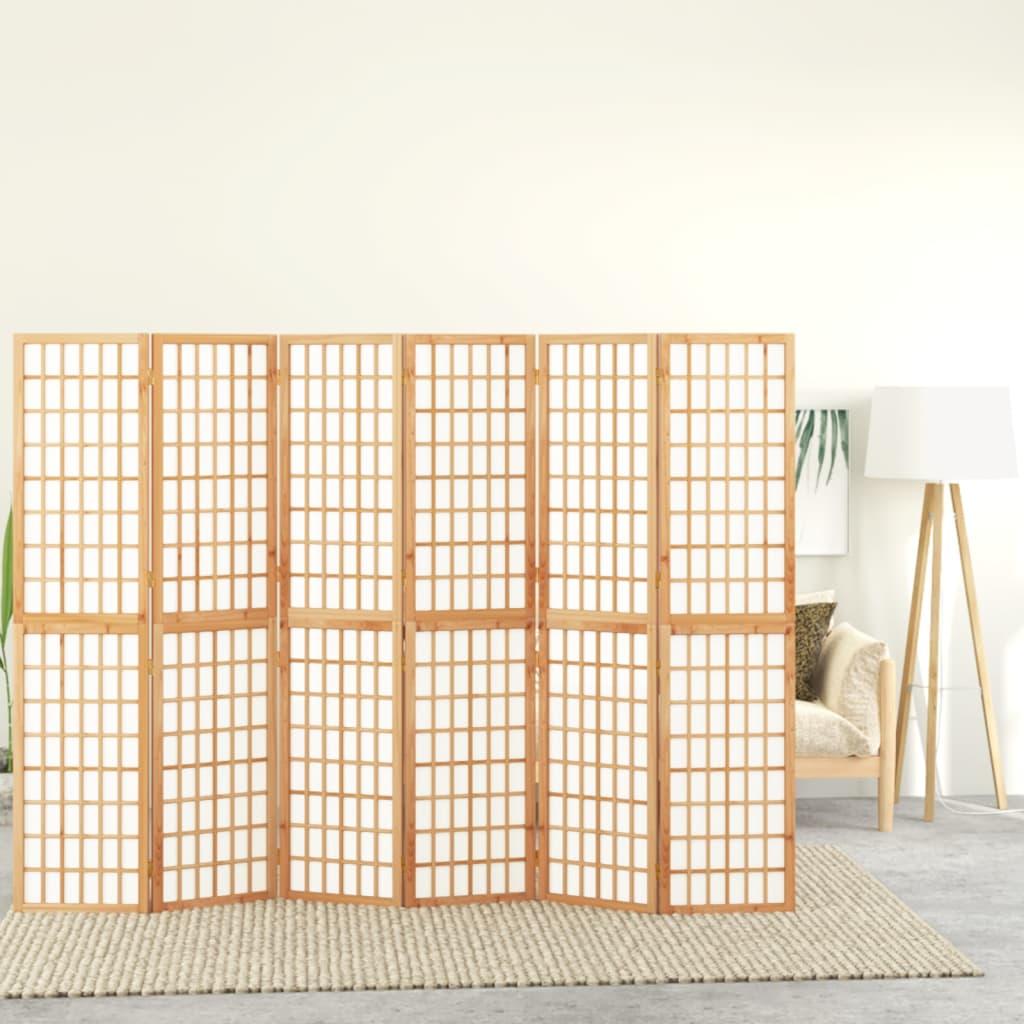Biombo plegable con 6 paneles estilo japonés blanco 240x170 cm