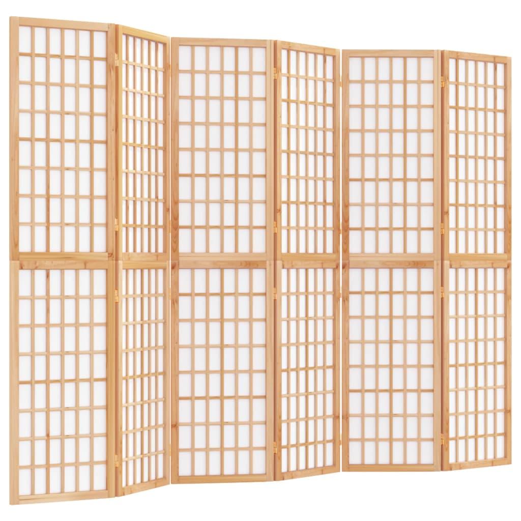 Biombo plegable con 6 paneles estilo japonés blanco 240x170 cm