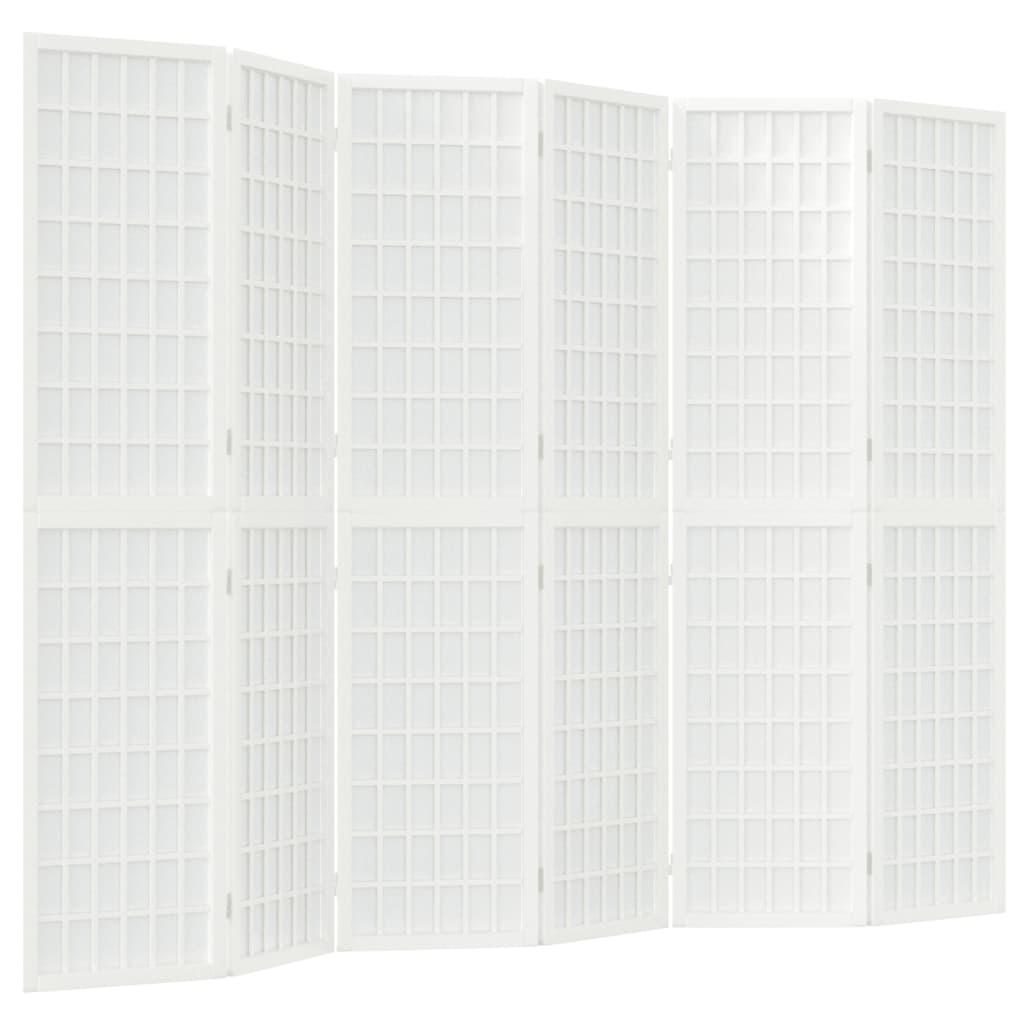 Biombo plegable con 6 paneles estilo japonés blanco 240x170 cm