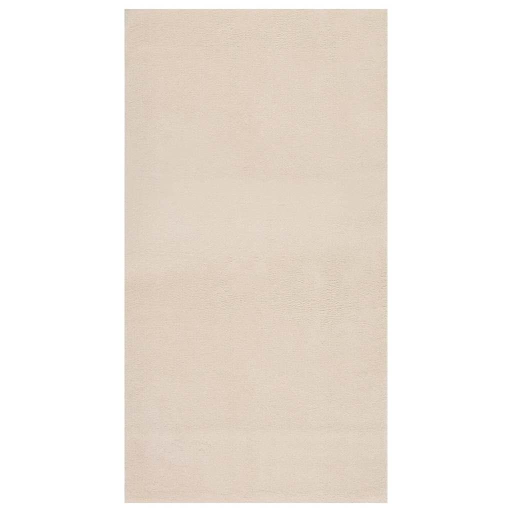 Alfombra de pelo largo color crema y blanco, 120 x 183 cm, poliéster