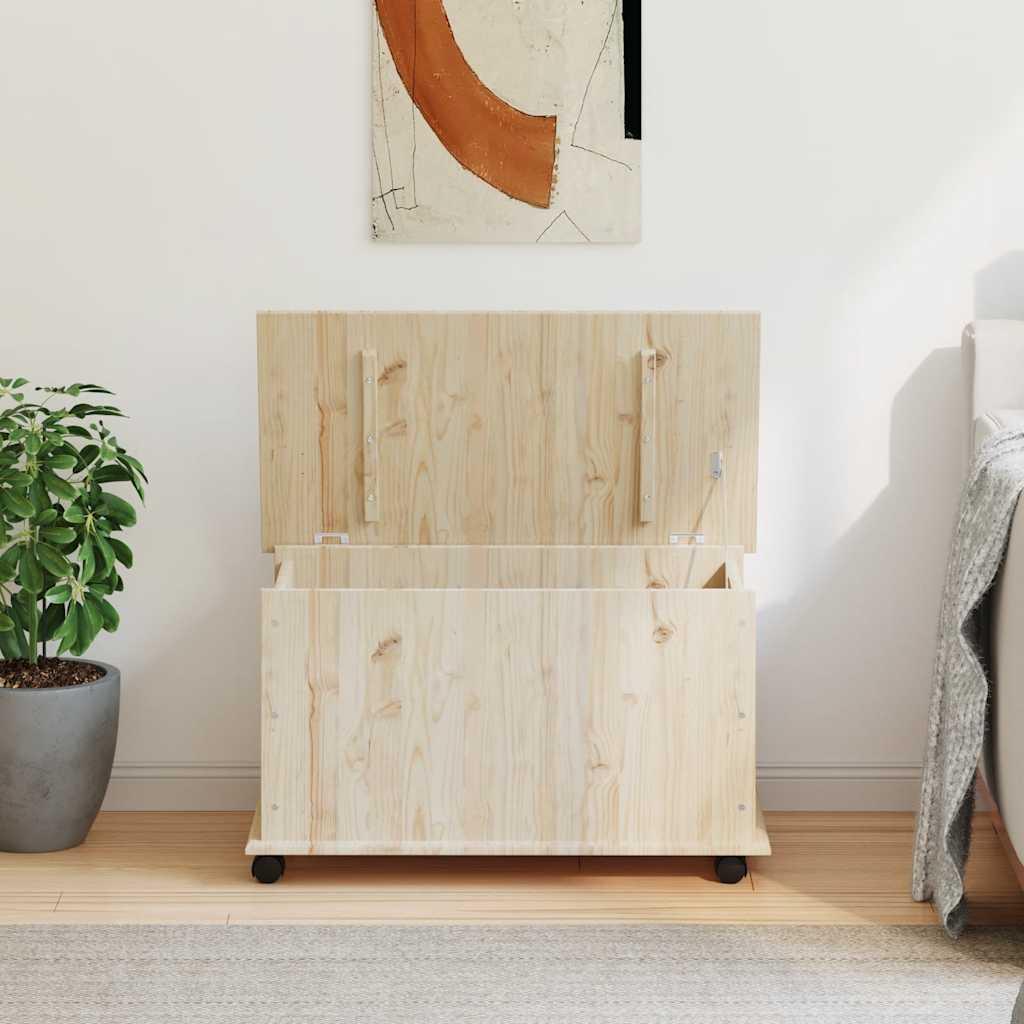 Baúl de almacenaje con ruedas ALTA madera maciza 73x39,5x43 cm