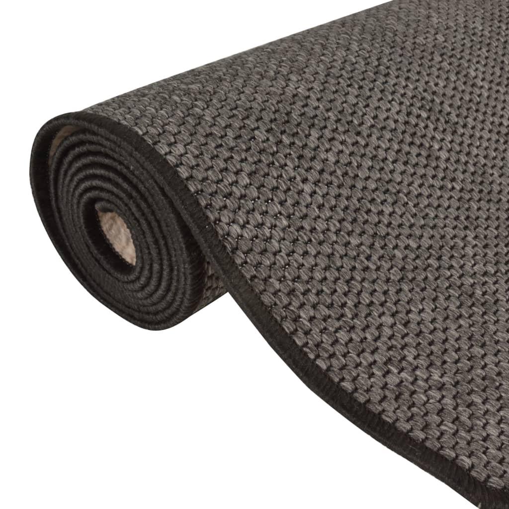 Alfombra de pasillo con aspecto sisal gris antracita 80x150 cm