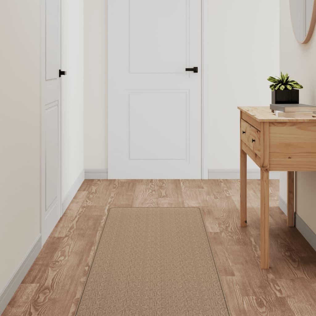 Alfombra de pasillo con aspecto de sisal color arena 80x150 cm