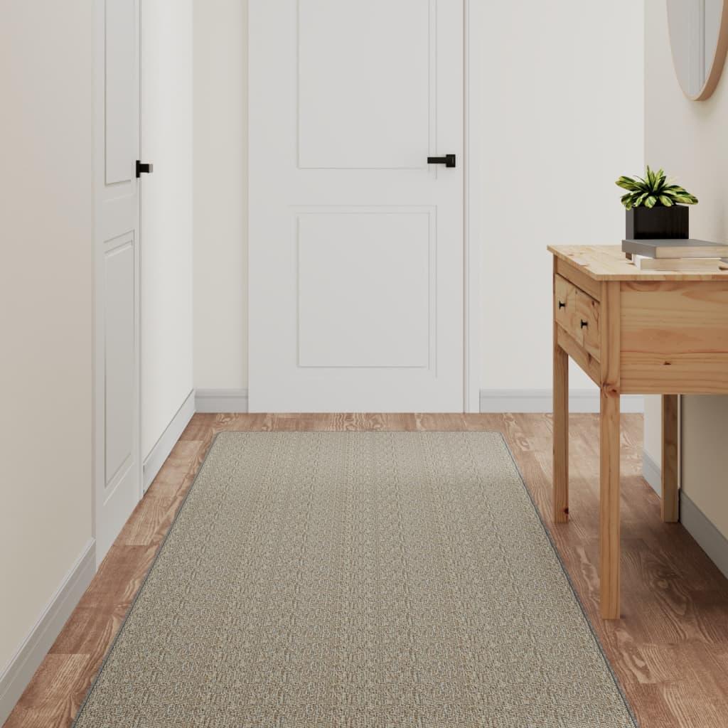 Alfombra de pasillo con aspecto de sisal plateada
