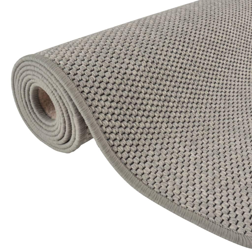 Alfombra de pasillo con aspecto de sisal plateada