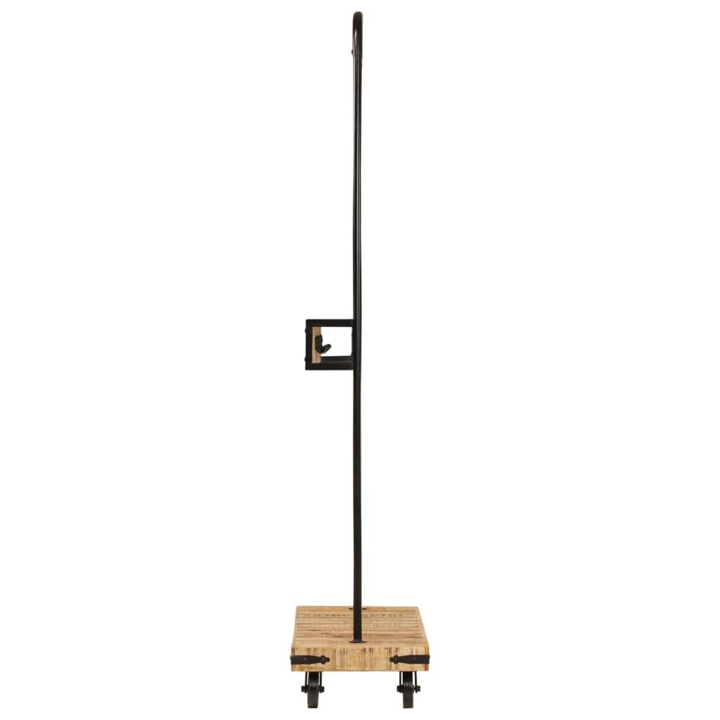 Perchero con ruedas madera maciza mango y hierro 90x35x190 cm