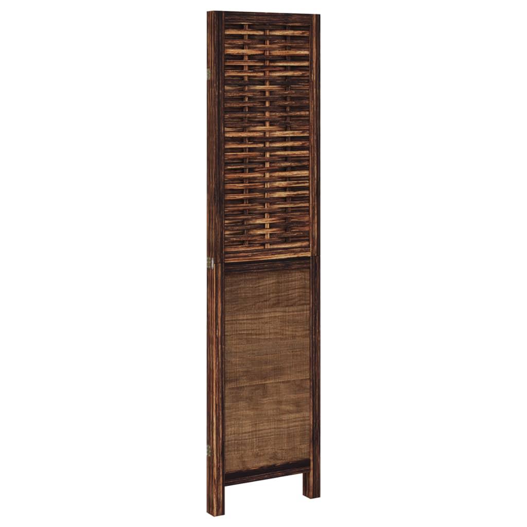 Biombo separador de 3 paneles madera paulownia marrón oscuro