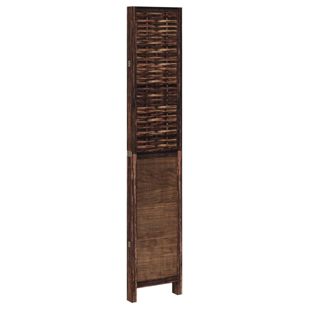 Biombo separador de 4 paneles madera paulownia marrón oscuro