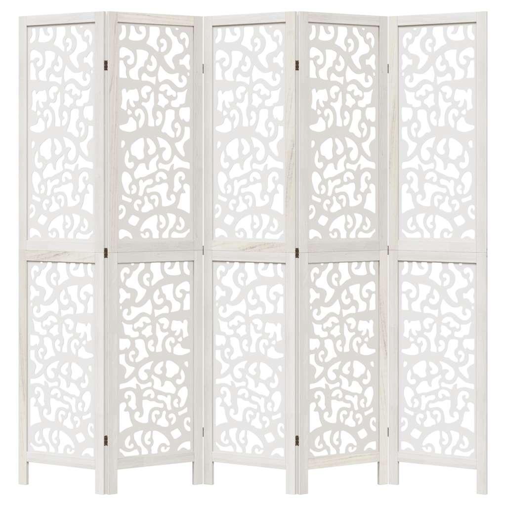 Biombo separador 5 paneles madera maciza Paulownia marrón negro