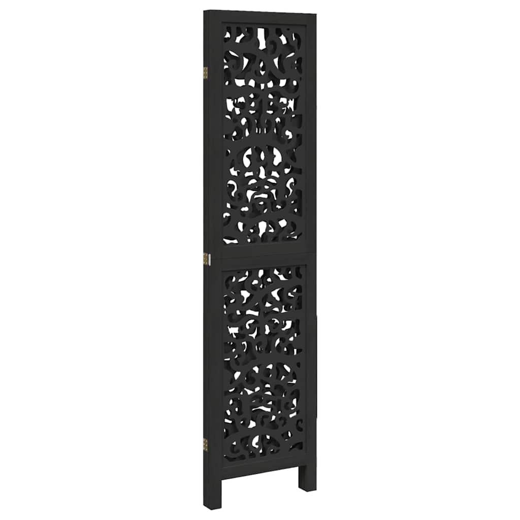 Biombo separador 3 paneles madera maciza Paulownia marrón negro