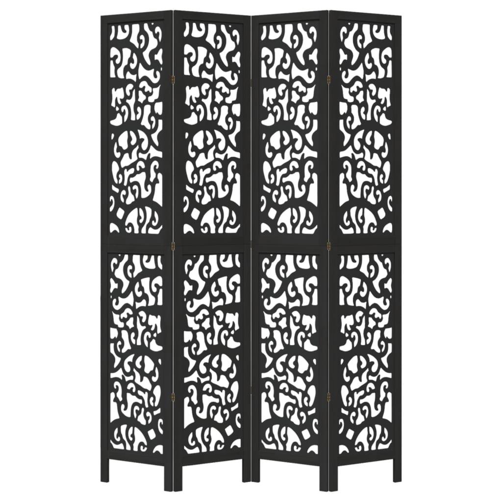 Biombo separador de 4 paneles madera maciza Paulownia blanco