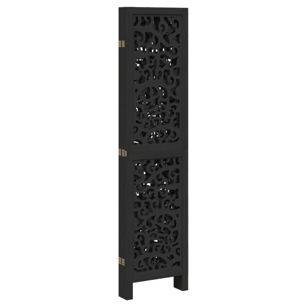 Biombo separador 5 paneles madera maciza Paulownia marrón negro
