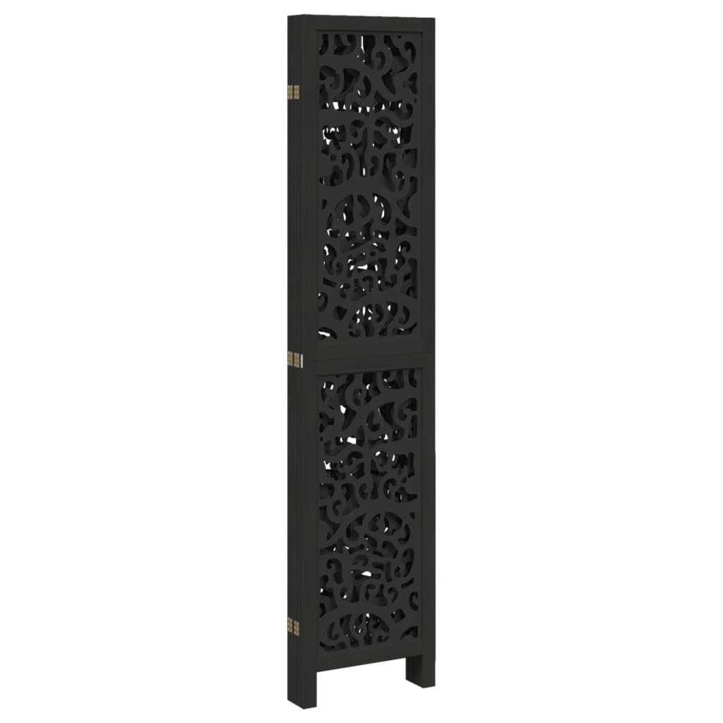 Biombo separador 5 paneles madera maciza Paulownia marrón negro
