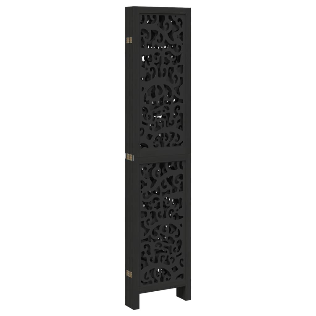 Biombo separador 6 paneles madera maciza Paulownia marrón negro