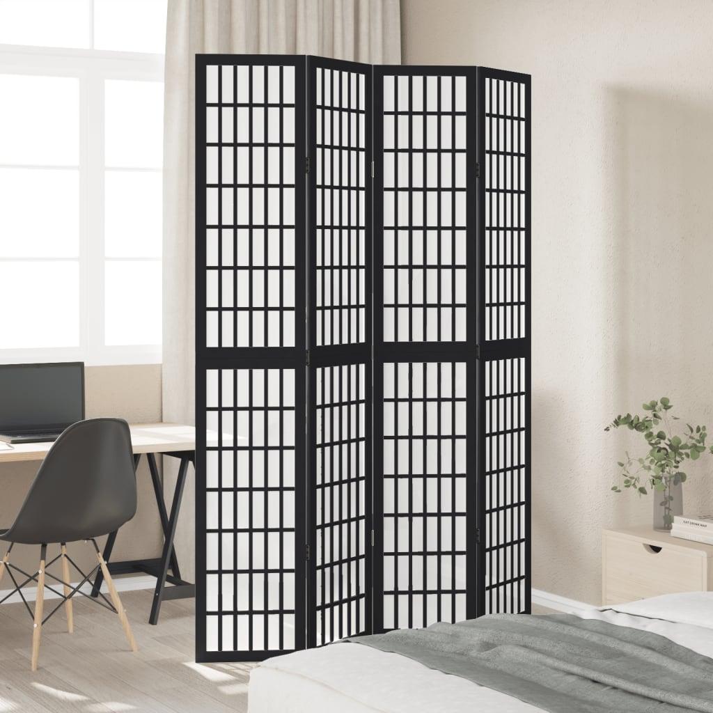 Biombo separador de 4 paneles madera maciza Paulownia blanco