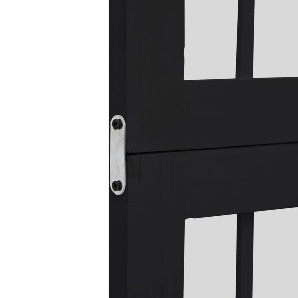 Biombo separador 5 paneles madera maciza Paulownia marrón negro