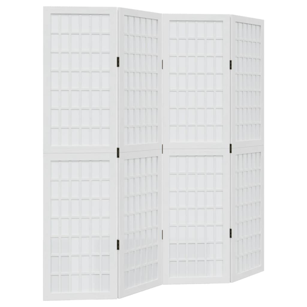 Biombo separador de 4 paneles madera maciza Paulownia blanco