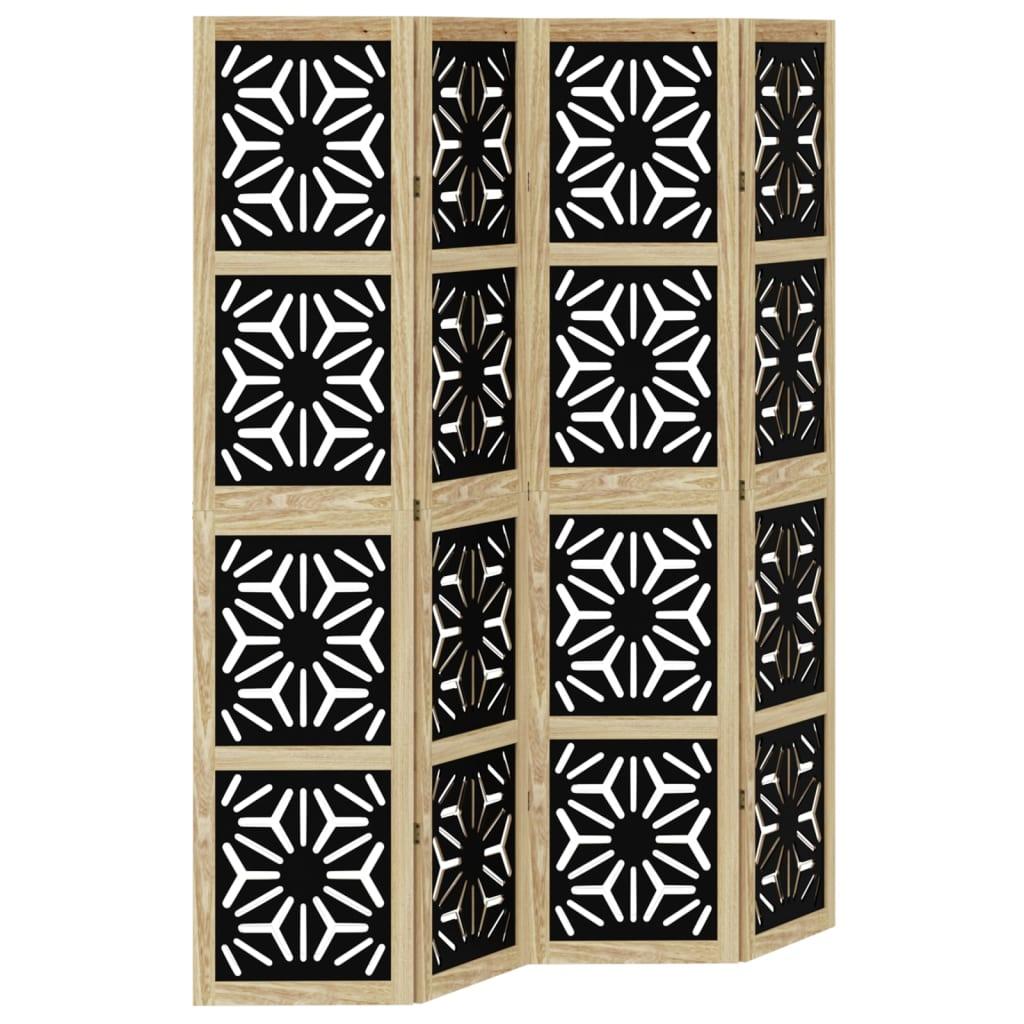 Biombo separador de 4 paneles madera maciza Paulownia