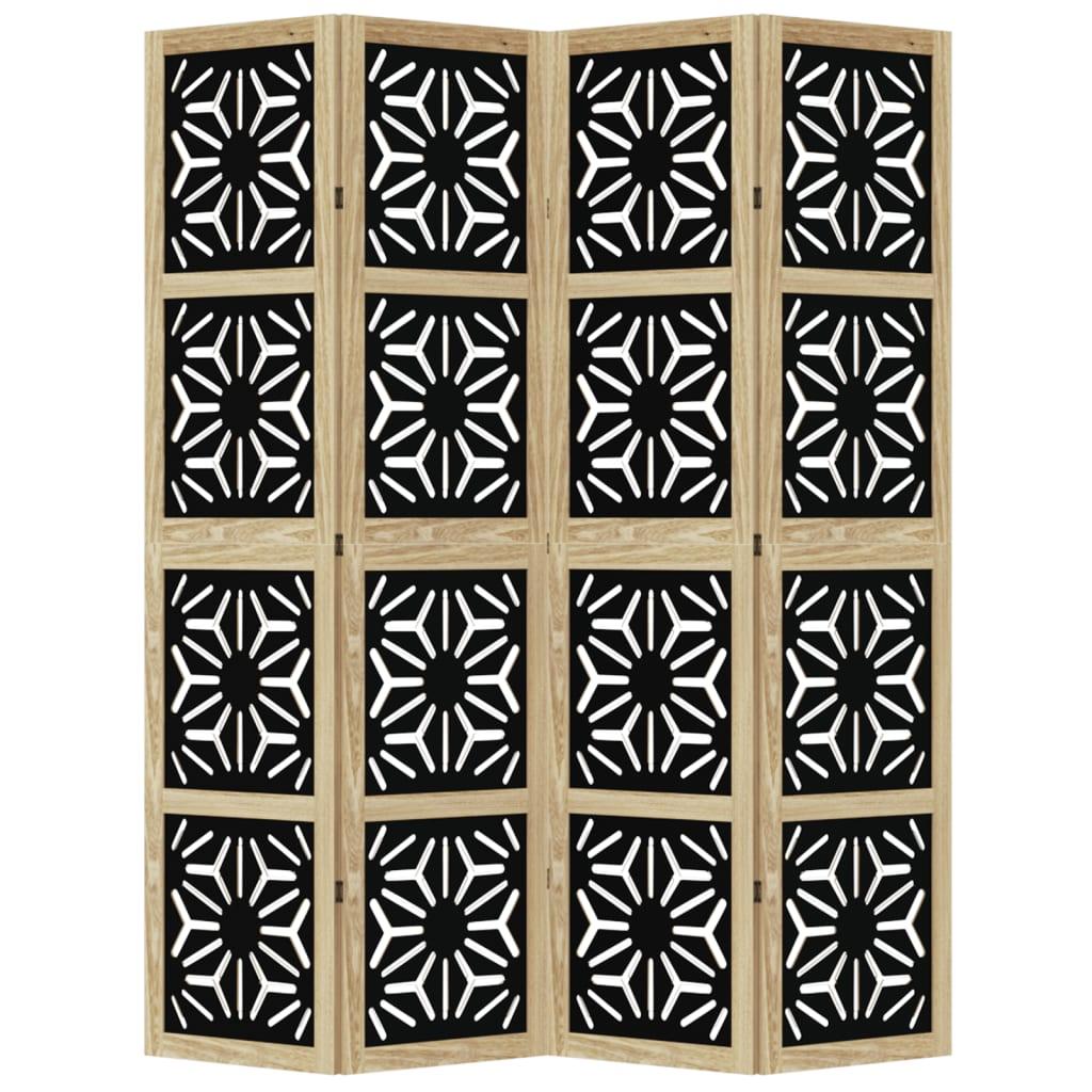 Biombo separador de 4 paneles madera maciza Paulownia
