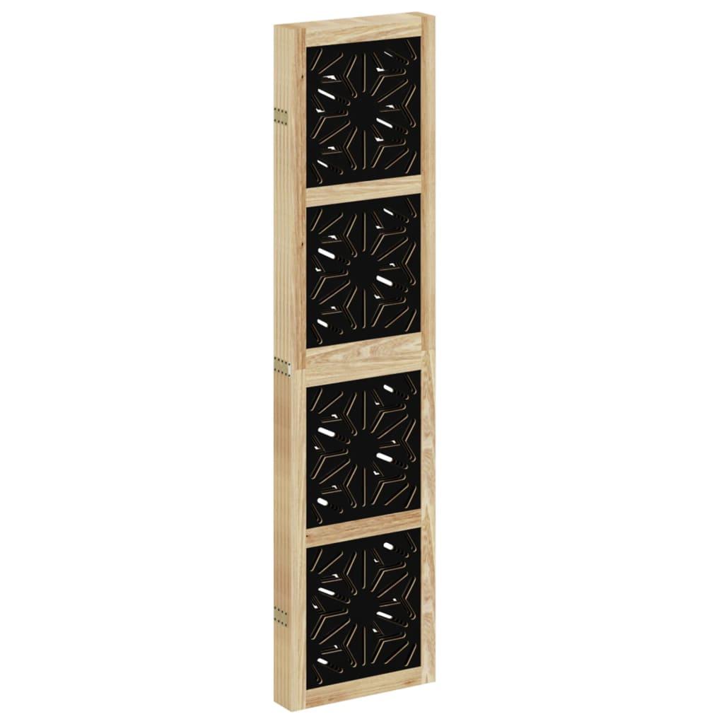 Biombo separador 5 paneles madera maciza Paulownia marrón negro