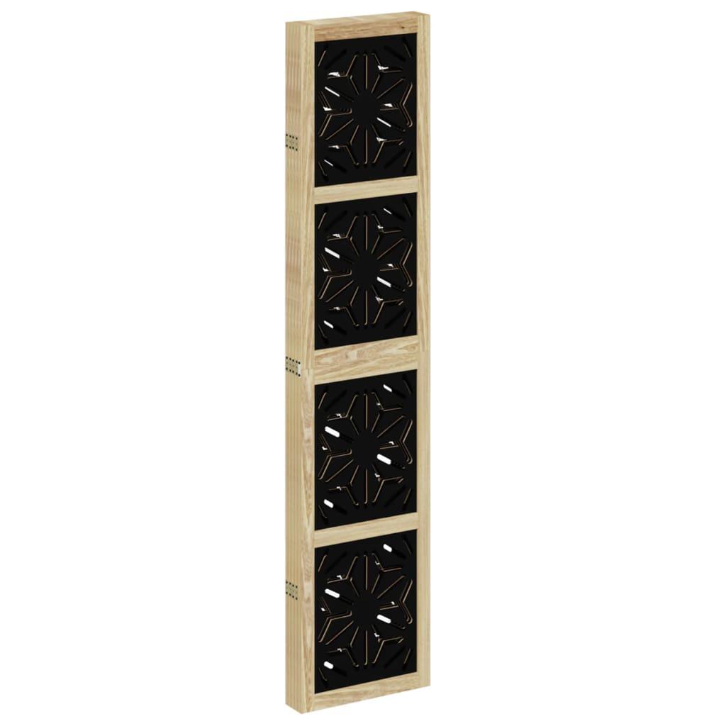 Biombo separador 5 paneles madera maciza Paulownia marrón negro