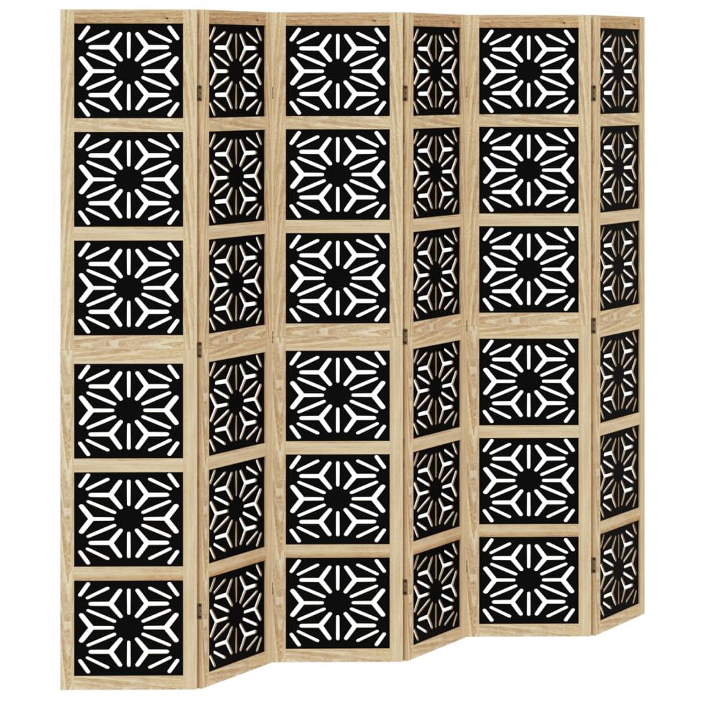 Biombo separador de 6 paneles madera maciza Paulownia